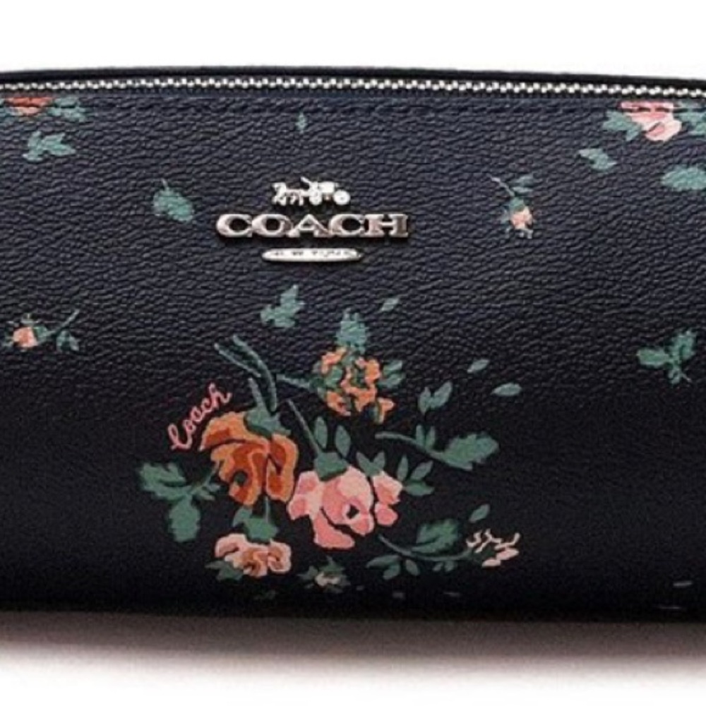 NWOT Coach Navy Floral Makeup Bag - Picture 8 of 9